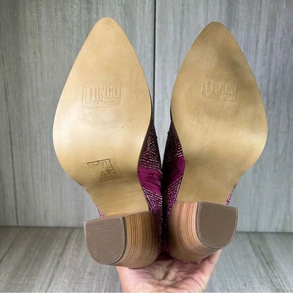 NEW Dingo Neon Moon Rhinestone Heeled Cowboy Western Boot Fuchsia Womens Size 8 - Picture 8 of 10